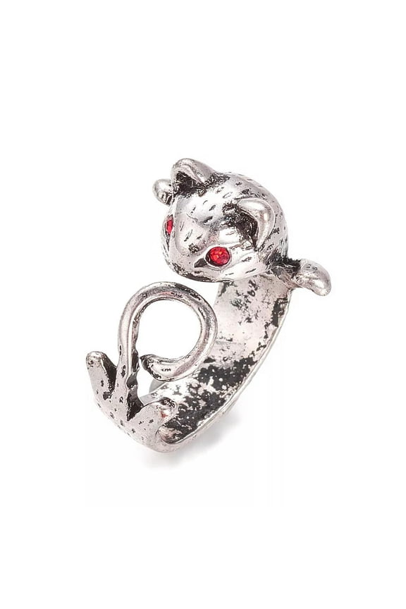 Alloy Ring Squirrel Adjustable Cat Antique Silver Size 6 Adjustable 16mm P435-Default