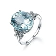 thumbnail image 1 of EOEMY Alloy Silver Large Oval Cut Aquamarine Natural Gem Butterfly Ring Jewelry 6-10-7, 1 of 9