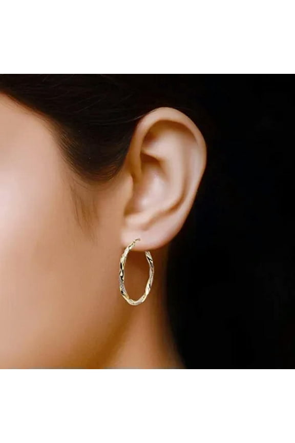 Anniversary Two Tone 925 Silver Hoop Earring Gift Personalized Women Jewelry