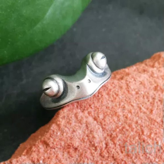 EOEMY Antiqued 925 Sterling Silver Tree Frog Ring Adjustable Fun Cute Unique Gift