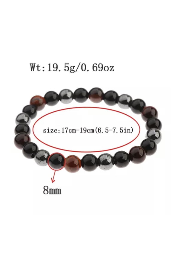 Anxiety Relief Mens Bracelet Wooden Lava Stone Beads Stretch Diffuser Bracelets-Red Tiger Eye-1