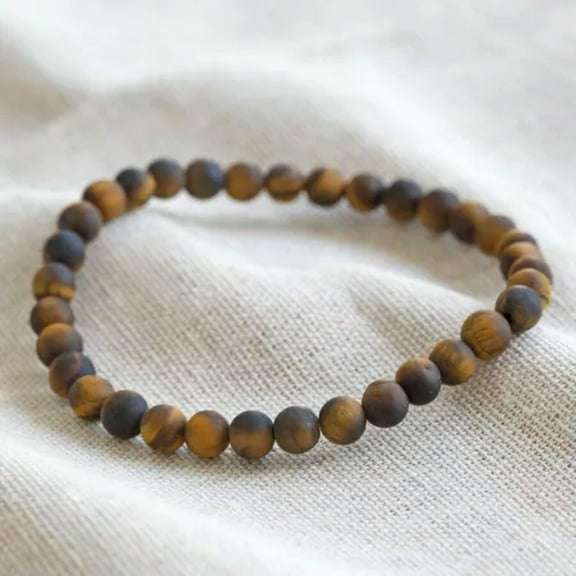 EOEMY Anxiety Relief Mens Bracelet Wooden Lava Stone Beads Stretch Diffuser Bracelets-Tiger Eye 6mm-1