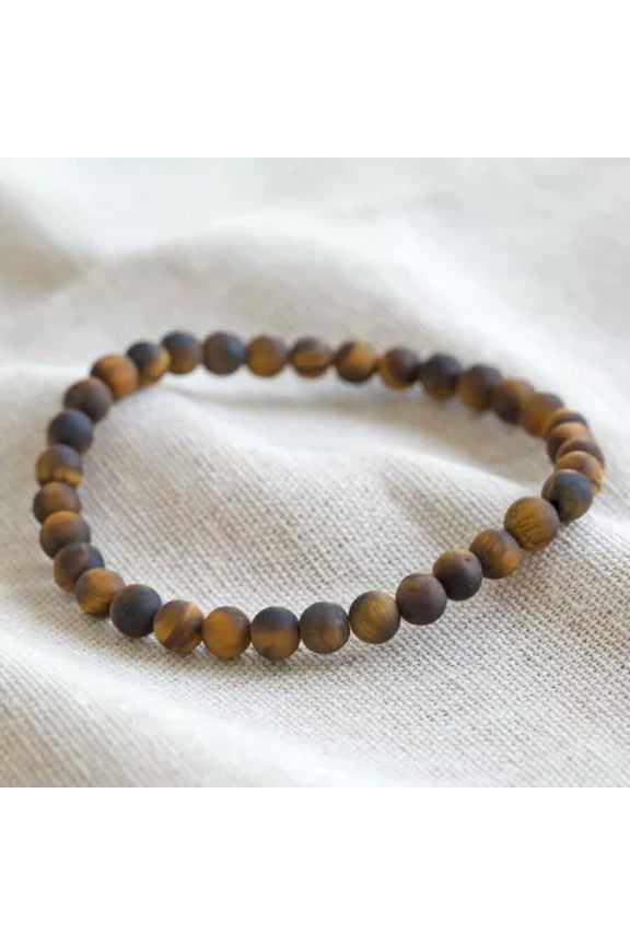Anxiety Relief Mens Bracelet Wooden Lava Stone Beads Stretch Diffuser Bracelets-Tiger Eye 6mm-1
