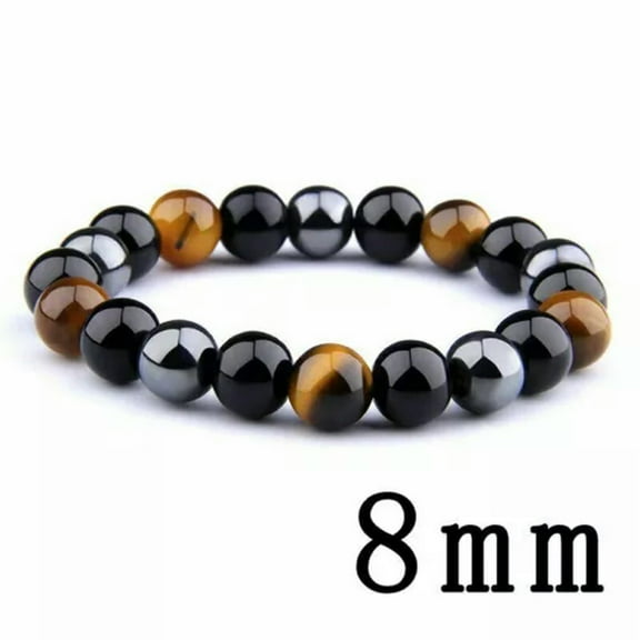 EOEMY Anxiety Relief Mens Bracelet Wooden Lava Stone Beads Stretch Diffuser Bracelets-Tiger Eye+Lava-1