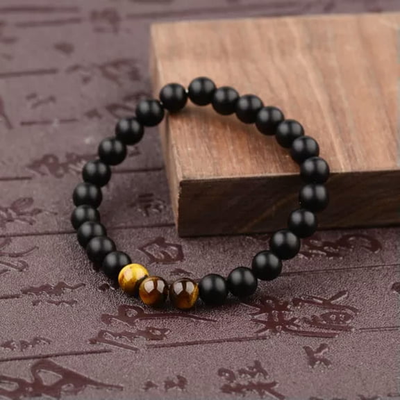 EOEMY Anxiety Relief Mens Bracelet Wooden Lava Stone Beads Stretch Diffuser Bracelets-Wab335-1