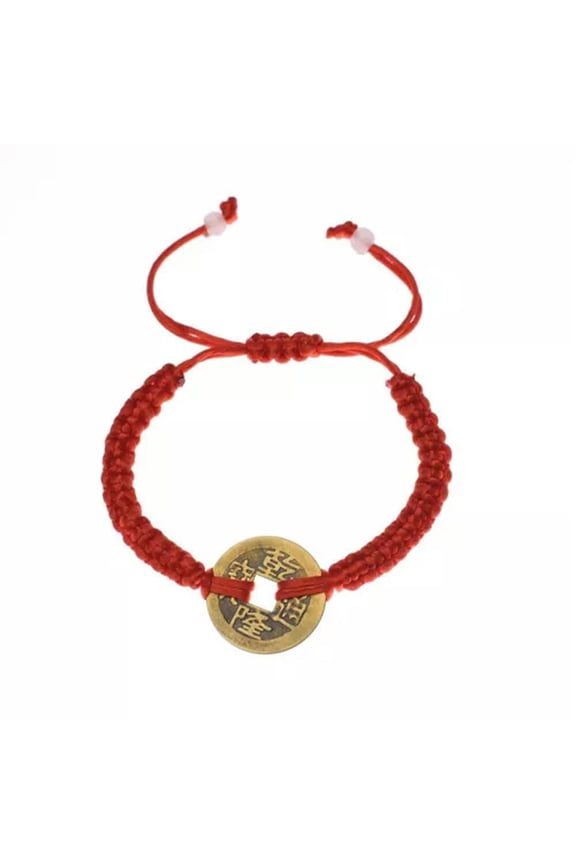 Bangle Lucky Red String Feng Shui Copper Coin Bracelet Handmade Adjustable-Style 02