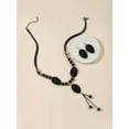 thumbnail image 1 of EOEMY Bead Decor Oval Charm Necklace & Drop Earrings Jewelry Set Jewelry Gift For-Default, 1 of 3