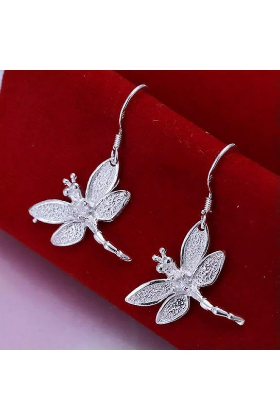 Beautiful Fashion Silver Earrings Women Crystal Dragonfly Earring Jewelry 925