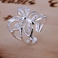 thumbnail image 1 of EOEMY Beautiful Fashion Solid Silver Pretty Cute Crystal Butterfly Ring Jewelry Hot, 1 of 2