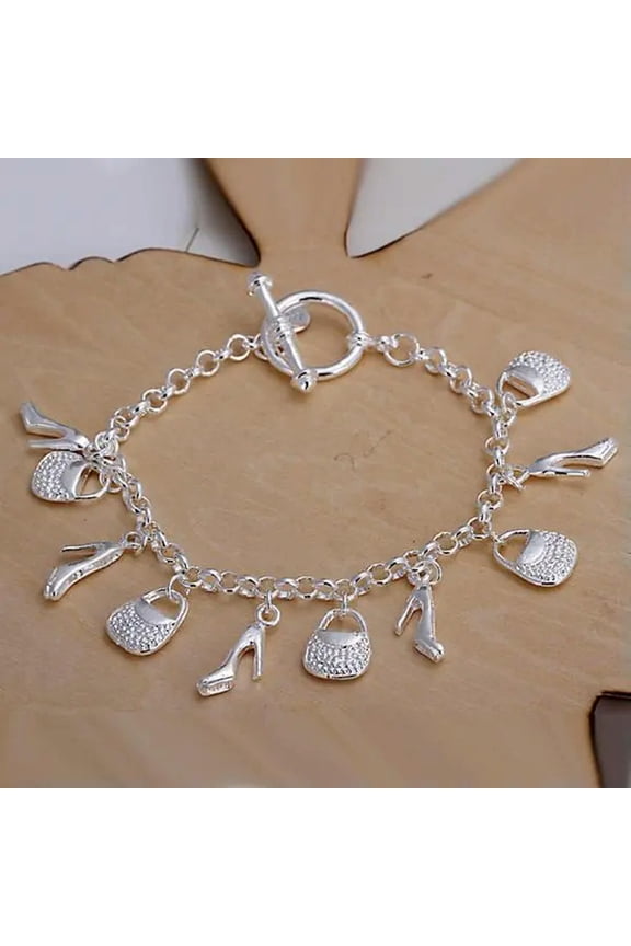 Beautiful Wedding Jewelry Fashion Cute Nice Silver Charms Shoe Women Bracelet
