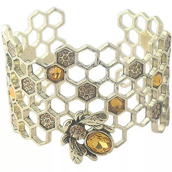 EOEMY Bee Bracelet Alloy Miss Bangle Bracelets For Women Open Charm Cuff Adjustable