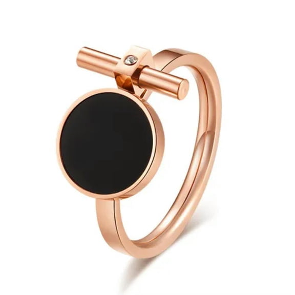EOEMY Black Elegant Band Women'S Rose Gold Titanium Steel Wedding Ring Size 5-9