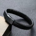 thumbnail image 1 of EOEMY Men Women Leather Titanium Steel Magnetic Braided Clasp Bracelet Bangle Jewelry-Black-2, 1 of 4