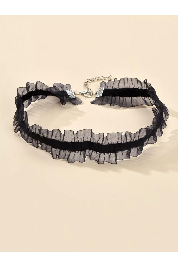 Black Plain Mesh Choker For Women Jewelry For Women Necklace Accessories Gift-Default