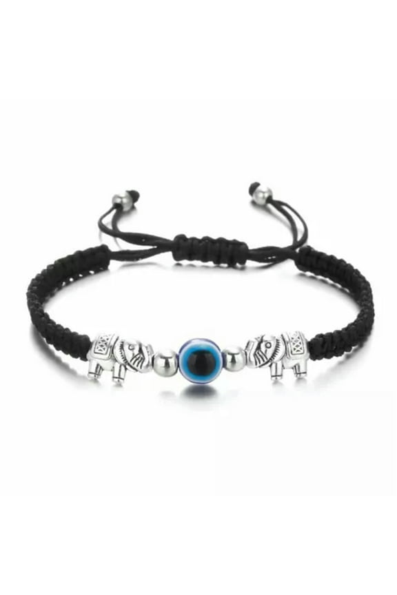 Blue Evil Eye Bracelet Amulet Kabbalah Lucky Protection Bangle Unisex Wholesale-#1-Elephant Black