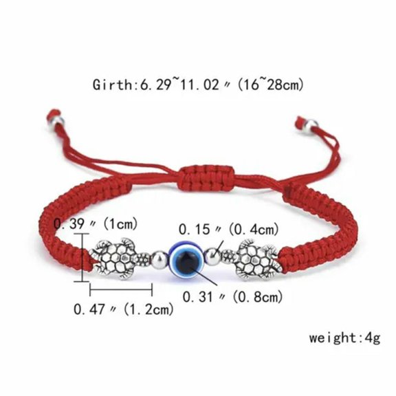 EOEMY Blue Evil Eye Bracelet Amulet Kabbalah Lucky Protection Bangle Unisex Wholesale-#2-Turtle Red
