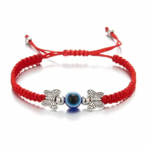 EOEMY Blue Evil Eye Bracelet Amulet Kabbalah Lucky Protection Bangle Unisex Wholesale-#3-Butterfly Red