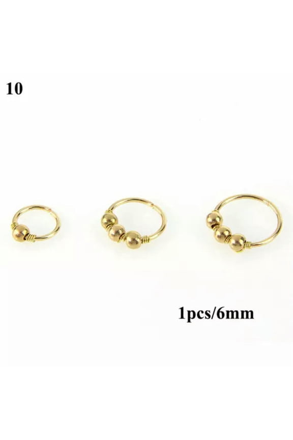 Body Piercing Jewelry 1Pcs Nose Ring Faux Turquoise Nose Piercing Hoop Rose Gold-10