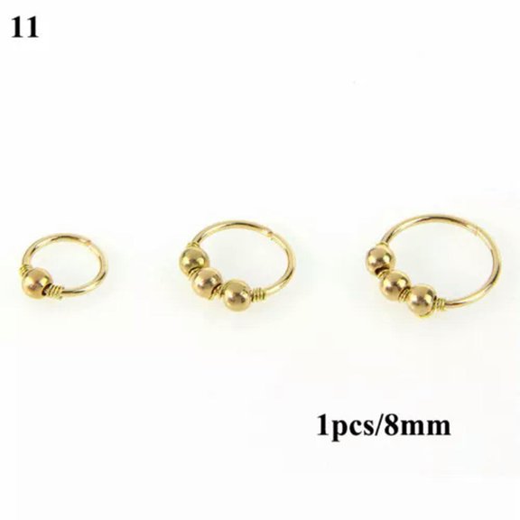 EOEMY Body Piercing Jewelry 1Pcs Nose Ring Faux Turquoise Nose Piercing Hoop Rose Gold-11