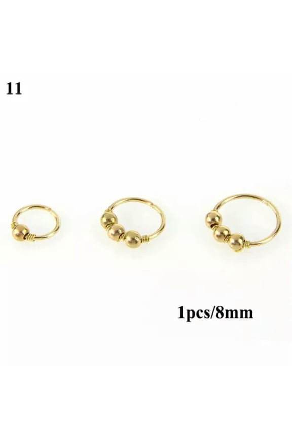 Body Piercing Jewelry 1Pcs Nose Ring Faux Turquoise Nose Piercing Hoop Rose Gold-11