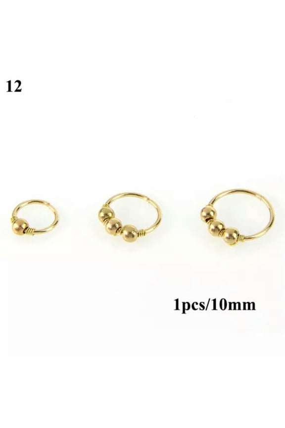 Body Piercing Jewelry 1Pcs Nose Ring Faux Turquoise Nose Piercing Hoop Rose Gold-12
