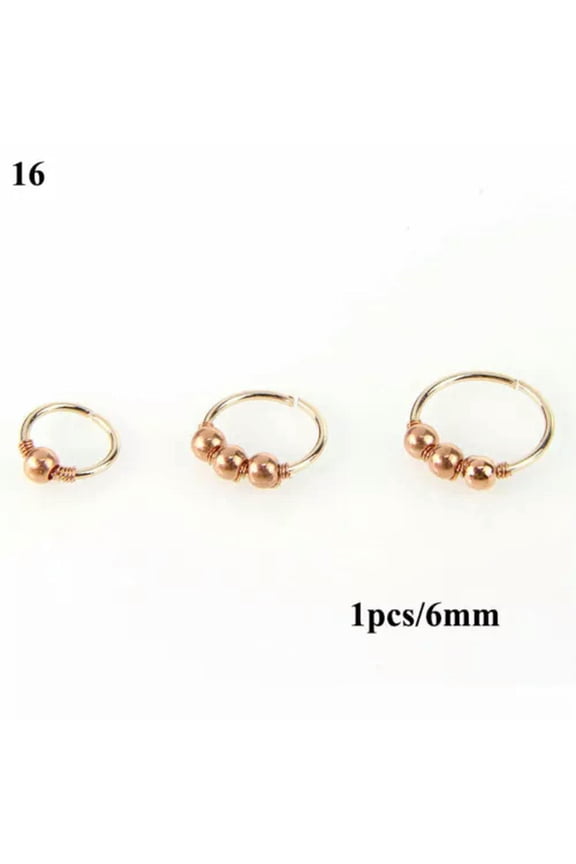 Body Piercing Jewelry 1Pcs Nose Ring Faux Turquoise Nose Piercing Hoop Rose Gold-16
