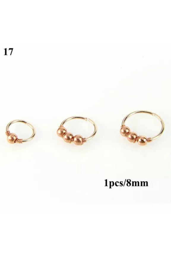 Body Piercing Jewelry 1Pcs Nose Ring Faux Turquoise Nose Piercing Hoop Rose Gold-17