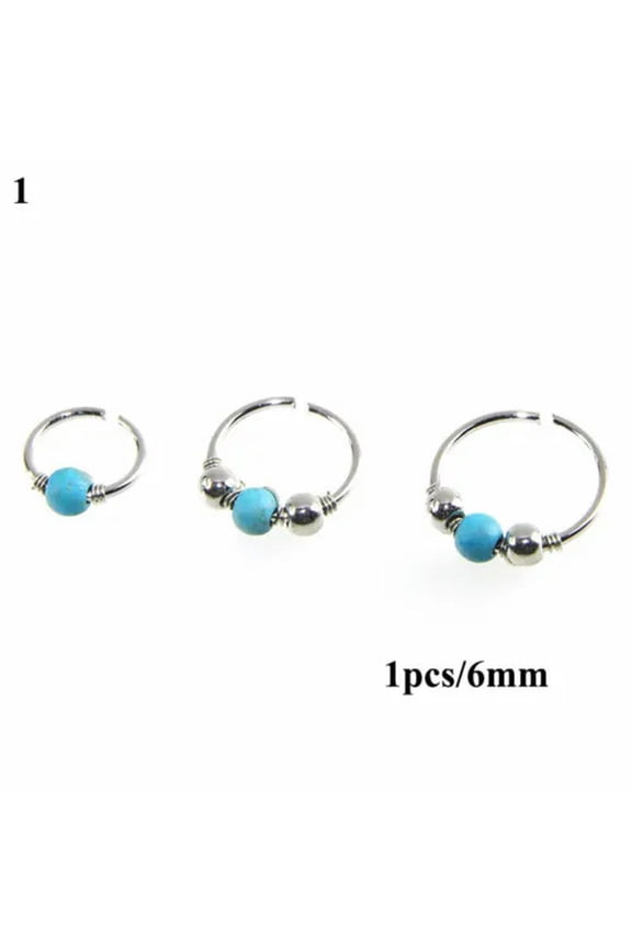 Body Piercing Jewelry 1Pcs Nose Ring Faux Turquoise Nose Piercing Hoop Rose Gold-1