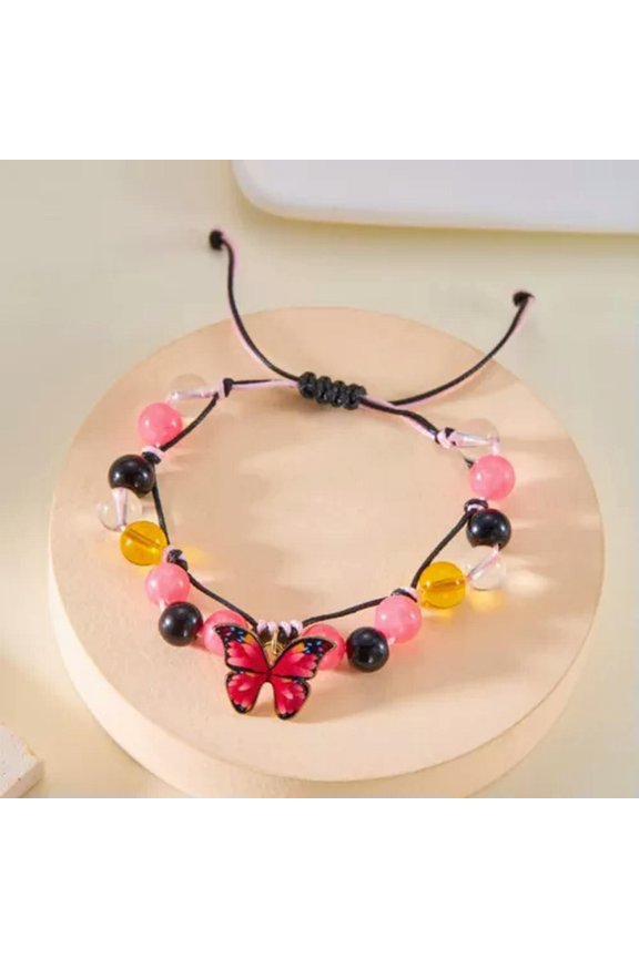Boho Butterfly Bead Rope Handmade Braided Bracelet Women Men Fashion Jewelry New-Pink