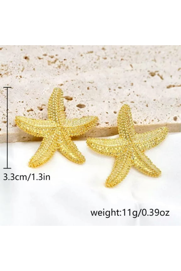 Boho Summer Shell Conch Starfish Ear Stud Earrings Dangle Women Men Jewelry Gift-Starfish