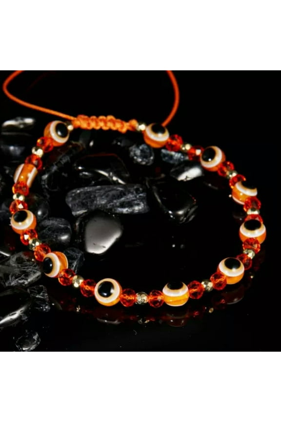 Boho Turkish Blue Evil Eye Crystal Beads Bracelet Couples Women Men Jewelry Gift-Orange