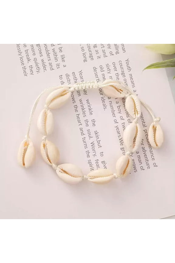 Boho Women Beach Shell Braided Bracelet Adjustable Fashion Handmade Jewelry Gift-White