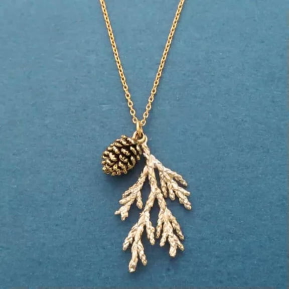 EOEMY Boho Women Necklace Pendant 925 Silver Jewelry Pine Cone Wedding Necklace-#2