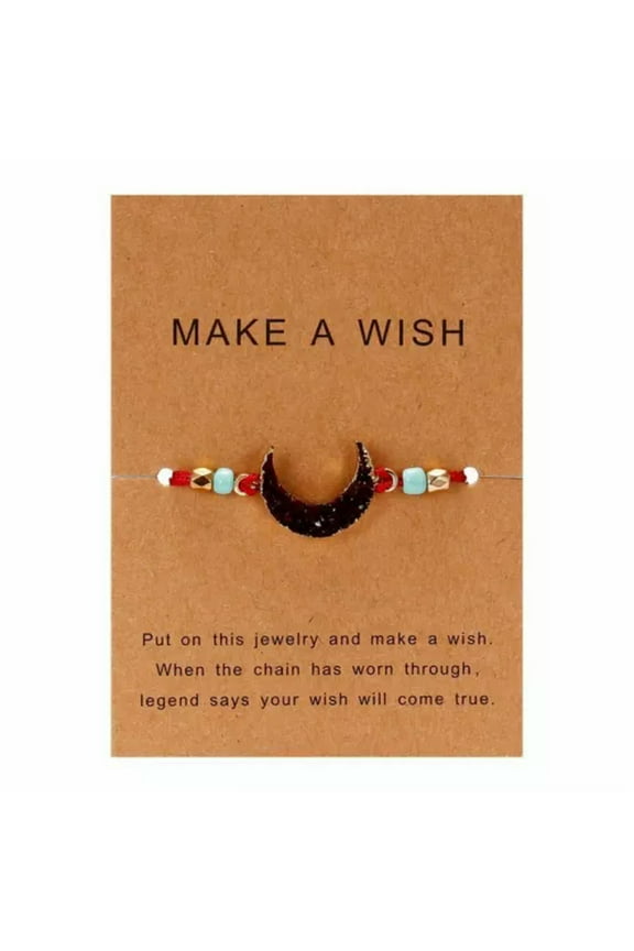 Braid Resin Moon Stone Bracelets Bangle Tibetan Lucky Wish Card Rope Wholesale-Red Wine Moon