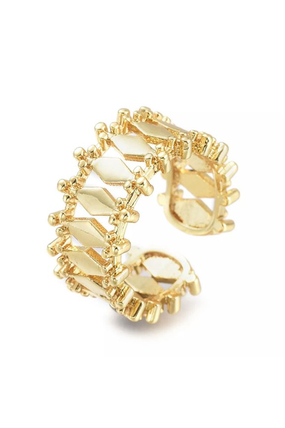 Brass Cuff Rings Open Rings Wide Band Rings Gold Us Adjustable 16.5mm Z719-Default