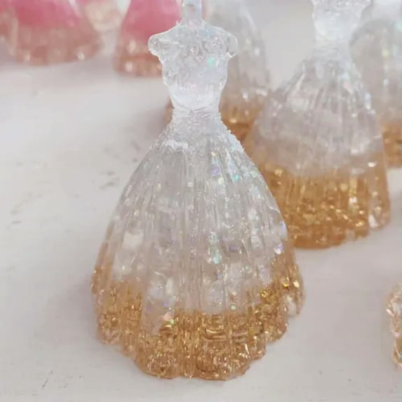 EOEMY Bridal Skirt Wedding Dress Crystal Figurine Decoration Statue Desktop Ornament-#8