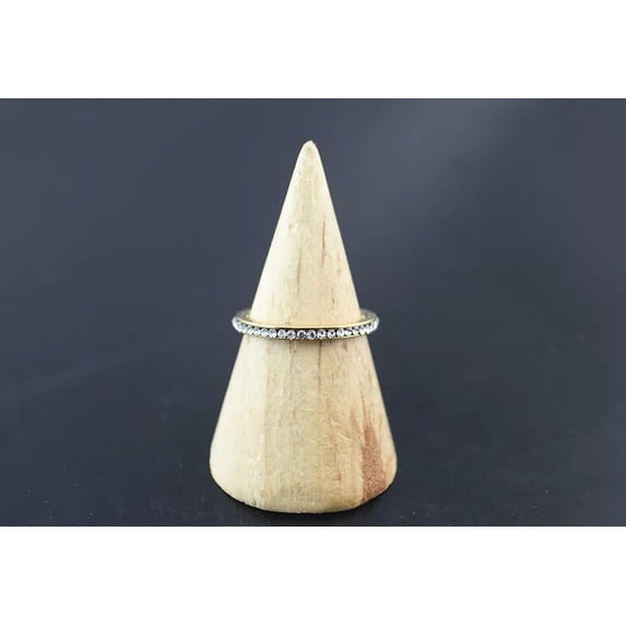 EOEMY Bulk Lots 30Pcs Stainless Steel 1 Row Clear Rhinestone Gold Band Women Cute Ring