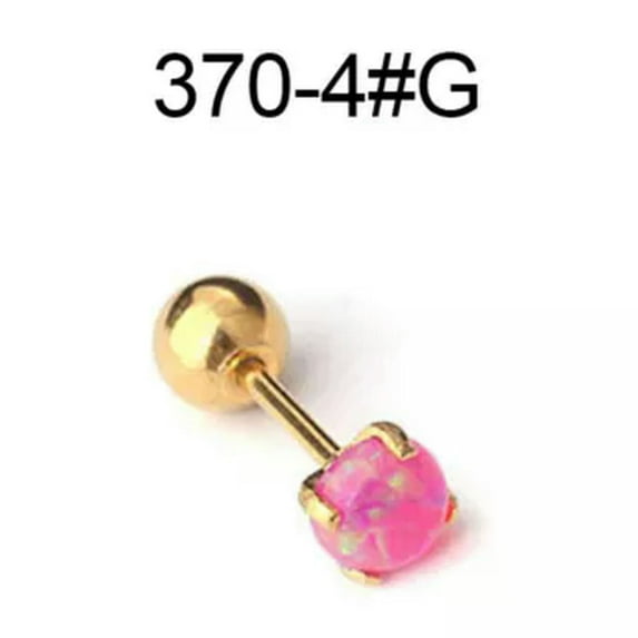 EOEMY Cartilage Earrings Stud Rook Piercing Opal Gem Ball Flat Back Tragus Nose Helix!-3704#G-3mm