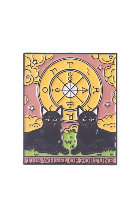 Cats Tarot Enamel Pins Custom Lovers Fools Justice Brooches Lapel Badges Punk Us-5