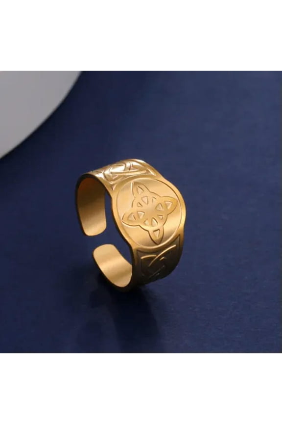 Celtic Witch Knot Ring Stainless Steel Open Rings Wiccan Amulet Jewelry Gift