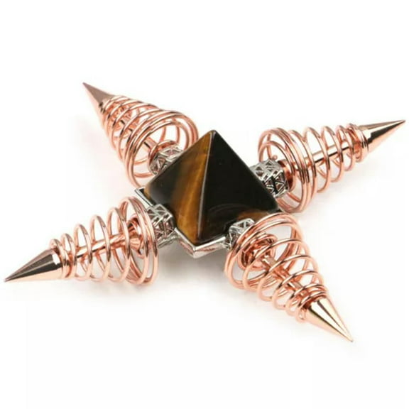 EOEMY Chakra Energy Generator Copper Spiritual Meditation Pyramid Pendulum Divining-Tiger'S Eye-Copper