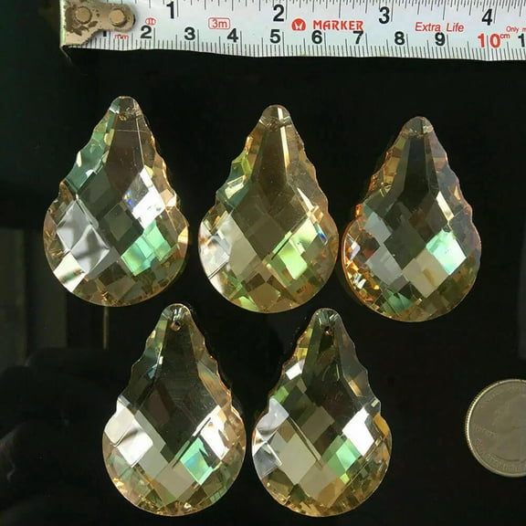EOEMY Champagne Gourd Crystal Pendant Hanging 5Pc Fengshui Prism Chandelier Decor