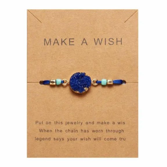 EOEMY Charm Braid Resin Crystal Tibetan Make A Wish Card Rope Bracelet Bangle Knot Hot-Royal Blue
