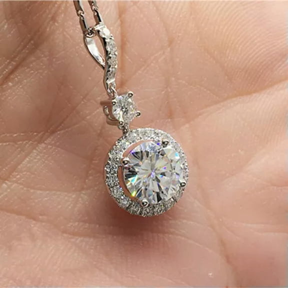 EOEMY Charm Jewelry Cubic Zircon 925 Silver Necklace Pendant Wedding Engagement Gifts