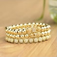 thumbnail image 1 of EOEMY Charm Luxury Exquisite Copper Beads Zircon Ball Crown Couple Bracelets Jewelry-1 Set 3 Pcs, 1 of 3
