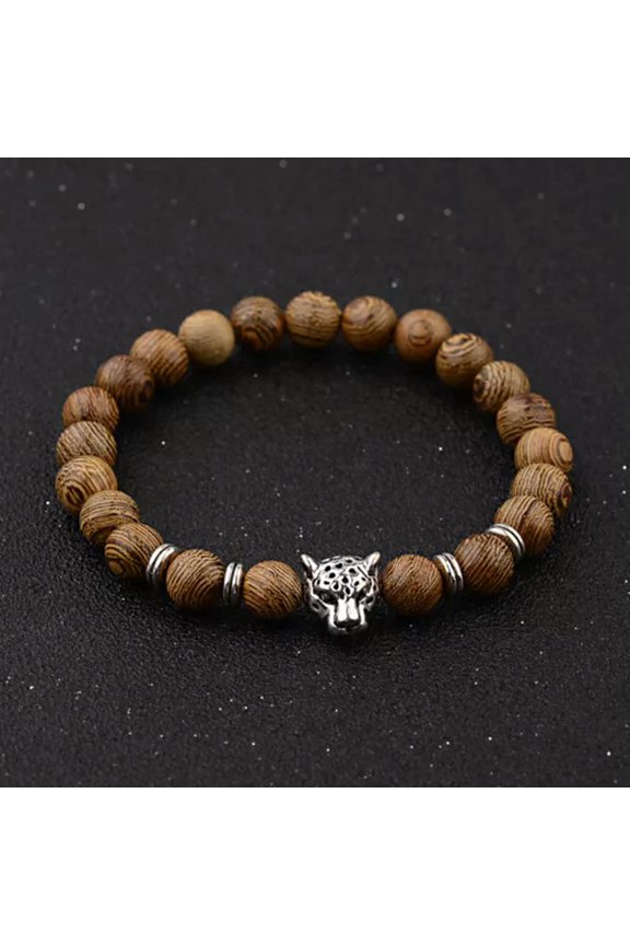 Charm Natural Lava Stone Gemstone Beads Buddha Head Lion'S Head Men'S Bracelets-J003-2
