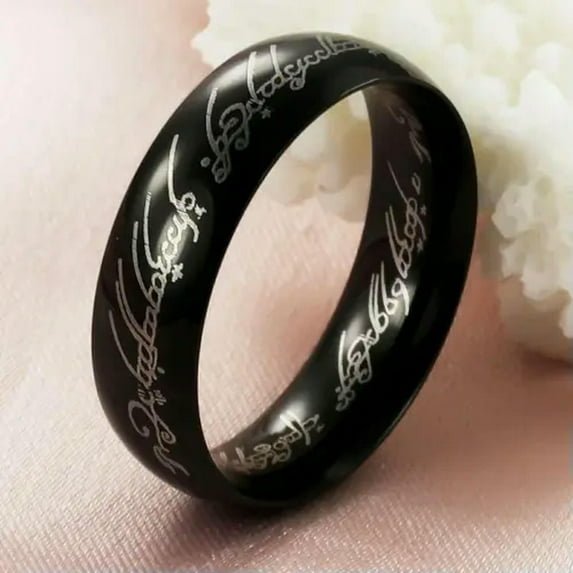 EOEMY Charm Ring Lotr Stainless Steel Fashion Mens Ring Size 6-12 Lord Of The Rings-Black-11-6mm