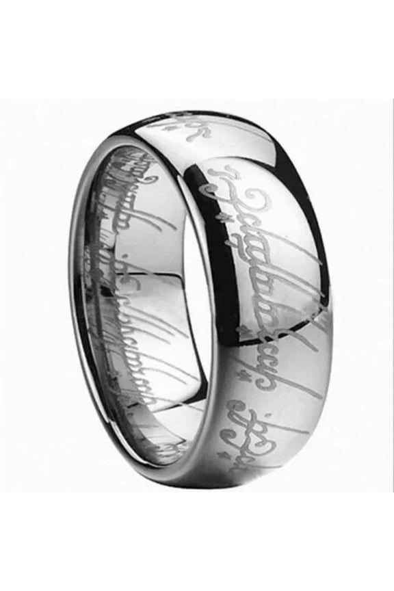 Charm Ring Lotr Stainless Steel Fashion Mens Ring Size 6-12 Lord Of The Rings-Silver-9-4mm