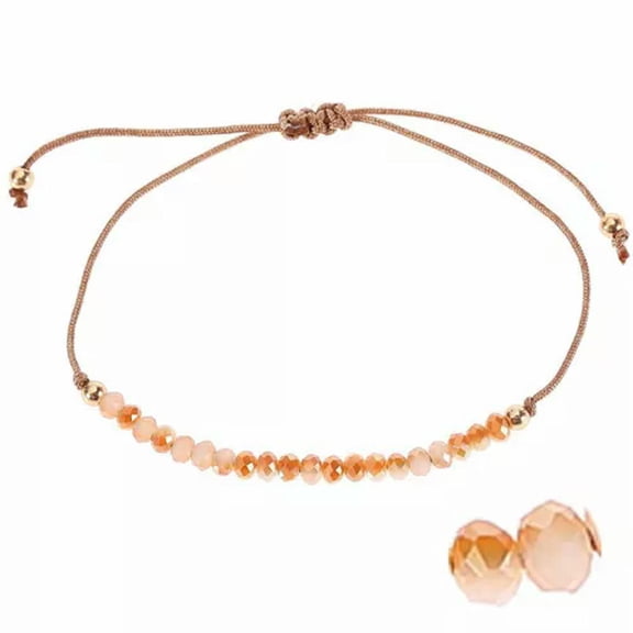EOEMY Charm Women Crystal Beaded Bracelet Bangle Handmade Rope String Jewelry Gifts-Light Orange