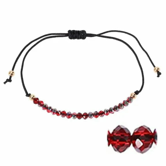 EOEMY Charm Women Crystal Beaded Bracelet Bangle Handmade Rope String Jewelry Gifts-Red